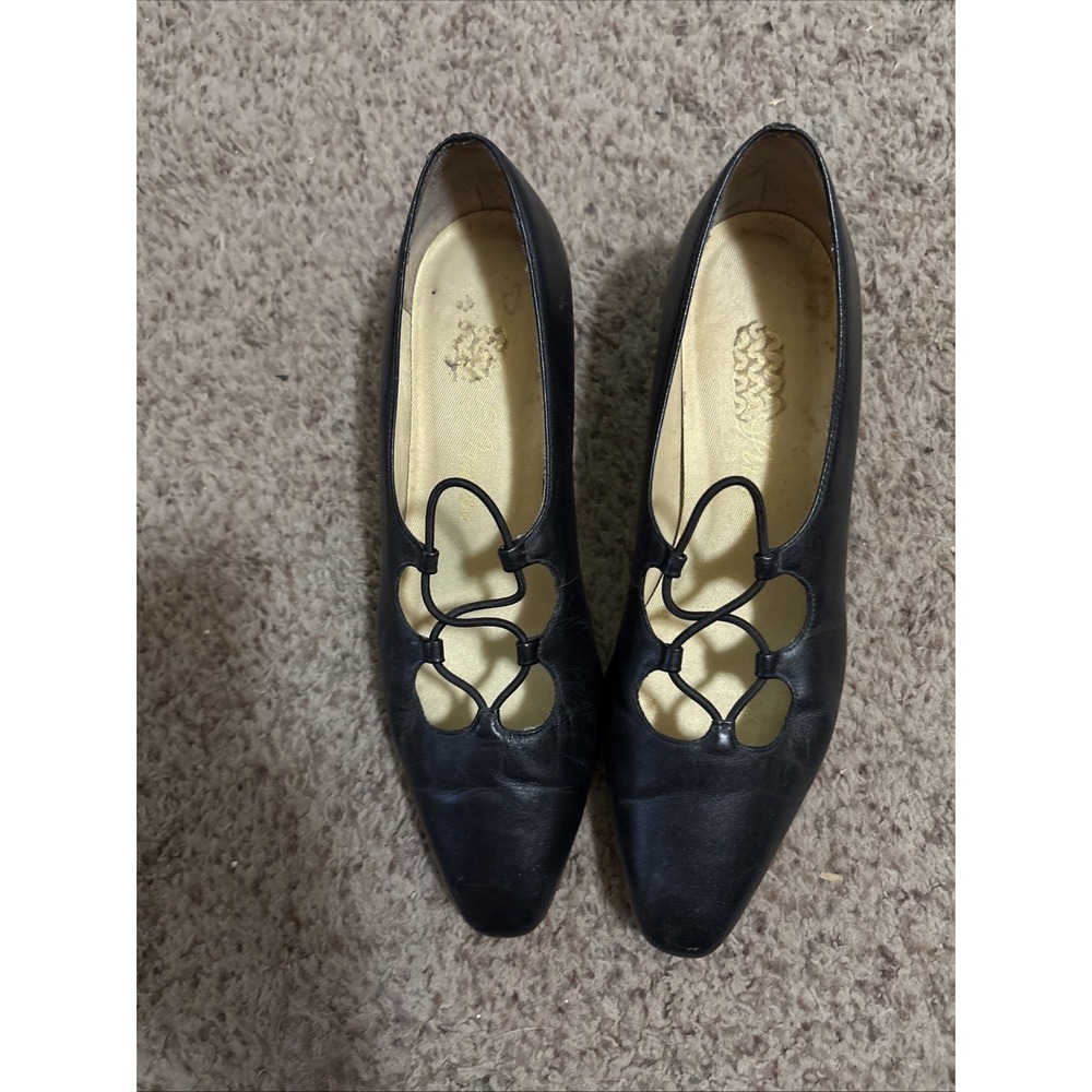Life Stride Leather Dress Shoes Women's 8N Black Slip On